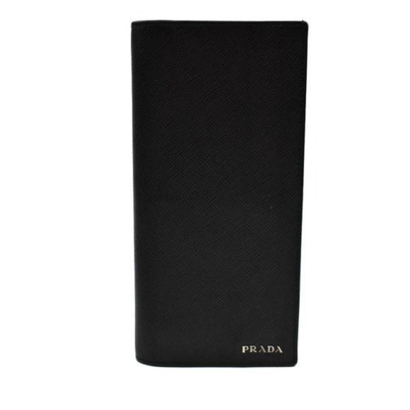 PRADA: Black, Saffiano Leather Long Wallet - Picture 1 of 8